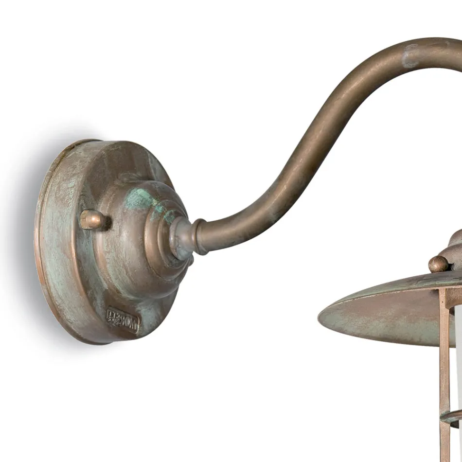 Applique in Ottone Vintage da Esterno, Vetro Opale IP44 - Elfico Viadurini