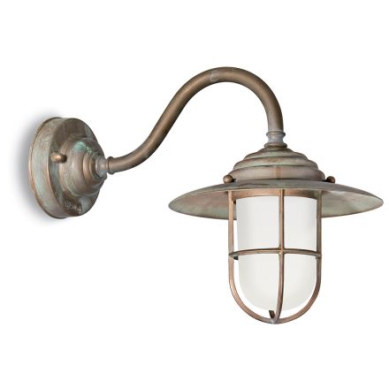 Applique in Ottone Vintage da Esterno, Vetro Opale IP44 - Elfico Viadurini
