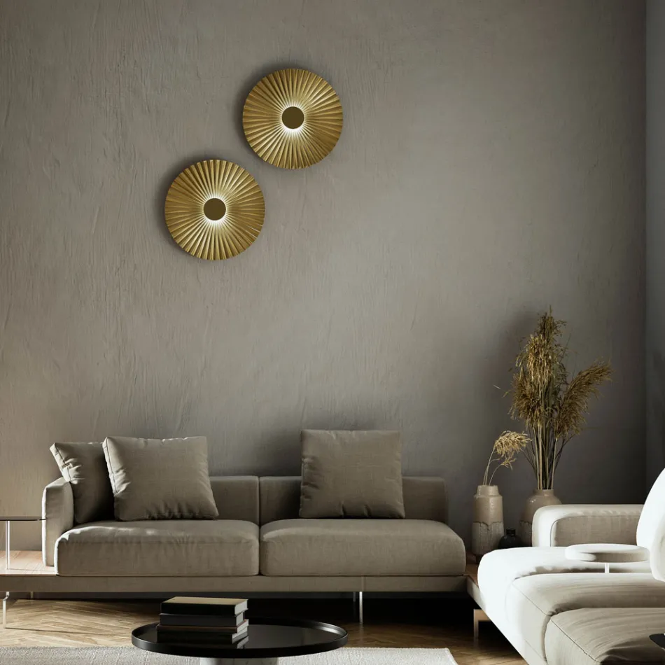 Applique LED a Parete in Ottone Plissettato Made in Italy - Pliè by Il Fanale Viadurini