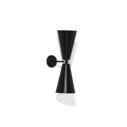 Applique Moderna con Struttura in Metallo Nero Opaco Made in Italy - Zaira Viadurini