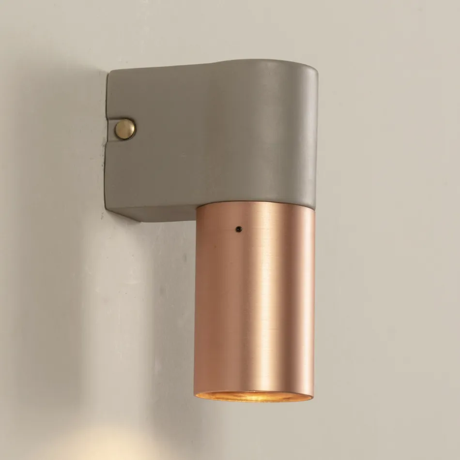 Applique Moderna in Ceramica e Rame Spazzolato Made in Italy - Toscot Match Viadurini