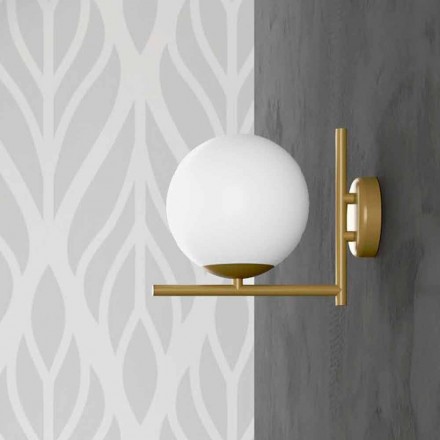 Applique Moderna in Metallo Finitura Ottone e Vetro Opale Made in Italy - Carima Viadurini