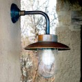 Applique Nabucco, lampada a parete in rame, vetro, ottone