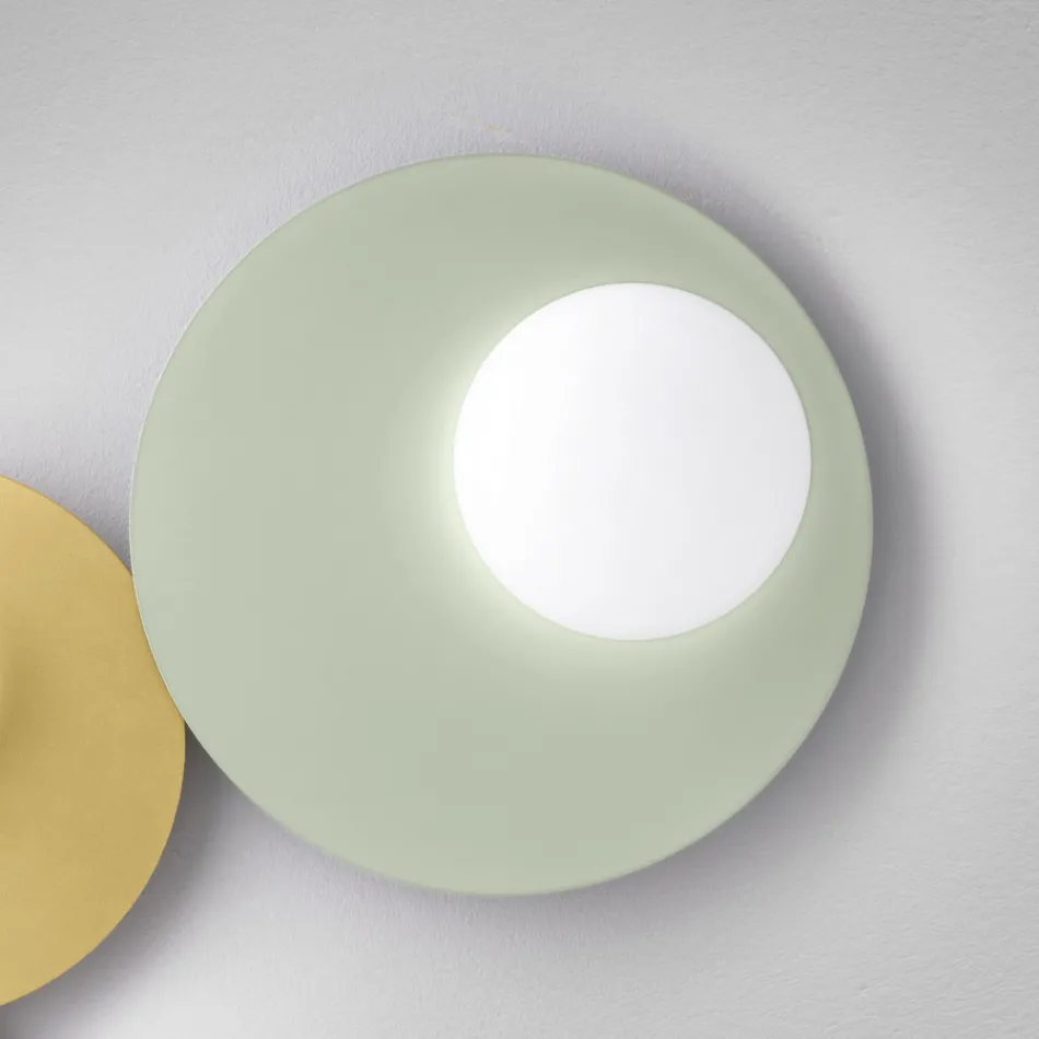 Applique o Plafoniera in Alluminio, Metallo e Luce in Vetro Bianco - Luma Viadurini