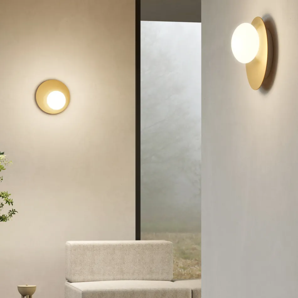 Applique o Plafoniera in Alluminio, Metallo e Luce in Vetro Bianco - Luma Viadurini