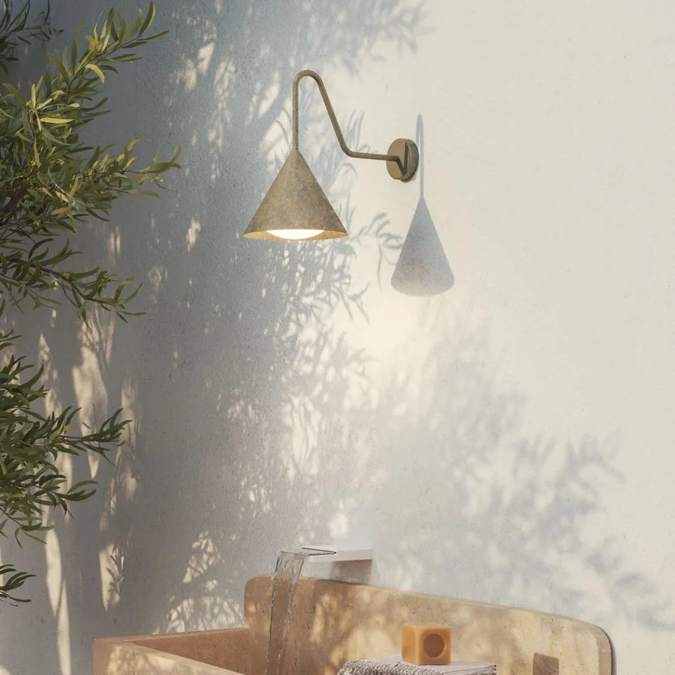 Applique Outdoor in Vetro e Ottone Made in Italy - Pioggia Viadurini