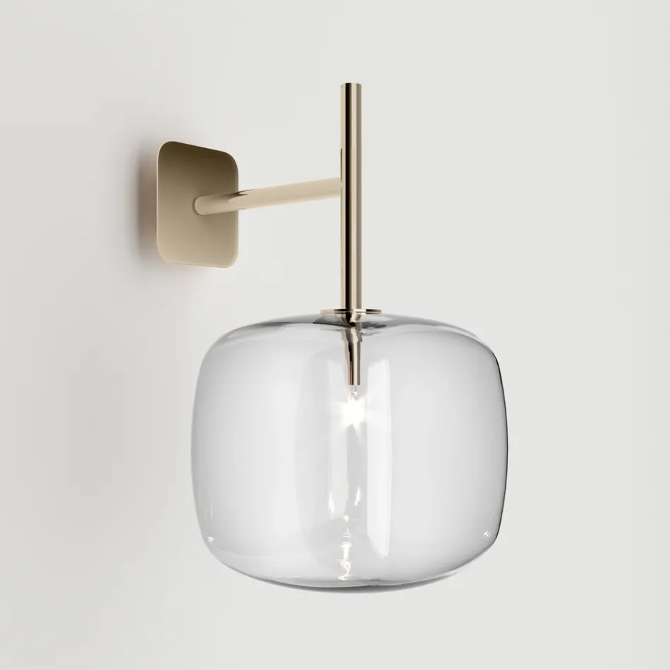 Applique Raffinata in Vetro Pyrex Soffiato e Metallo Made in Italy - Donatina Viadurini