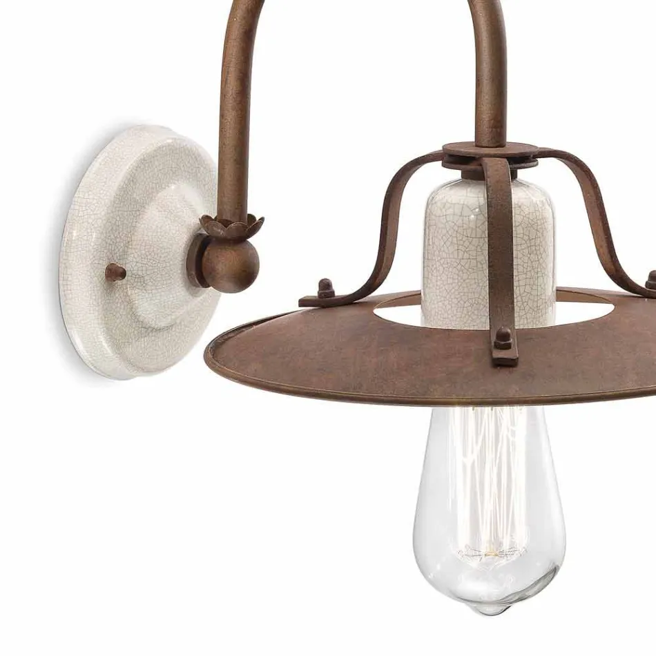 Applique stile industriale in metallo e ceramica Ferroluce Viadurini