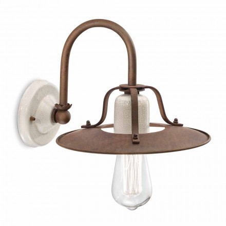 Applique stile industriale in metallo e ceramica Ferroluce Viadurini
