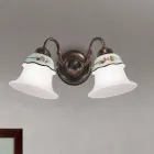 Applique Vintage Ferro, Vetro e Ceramica Decoro Dipinto a Mano - Ferrara Viadurini