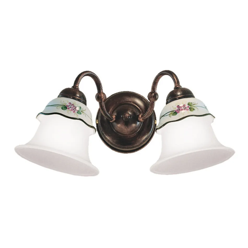 Applique Vintage Ferro, Vetro e Ceramica Decoro Dipinto a Mano - Ferrara Viadurini