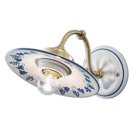 Applique Vintage in Ferro e Ceramica Decorata Design Dipinto a Mano - Asti Viadurini