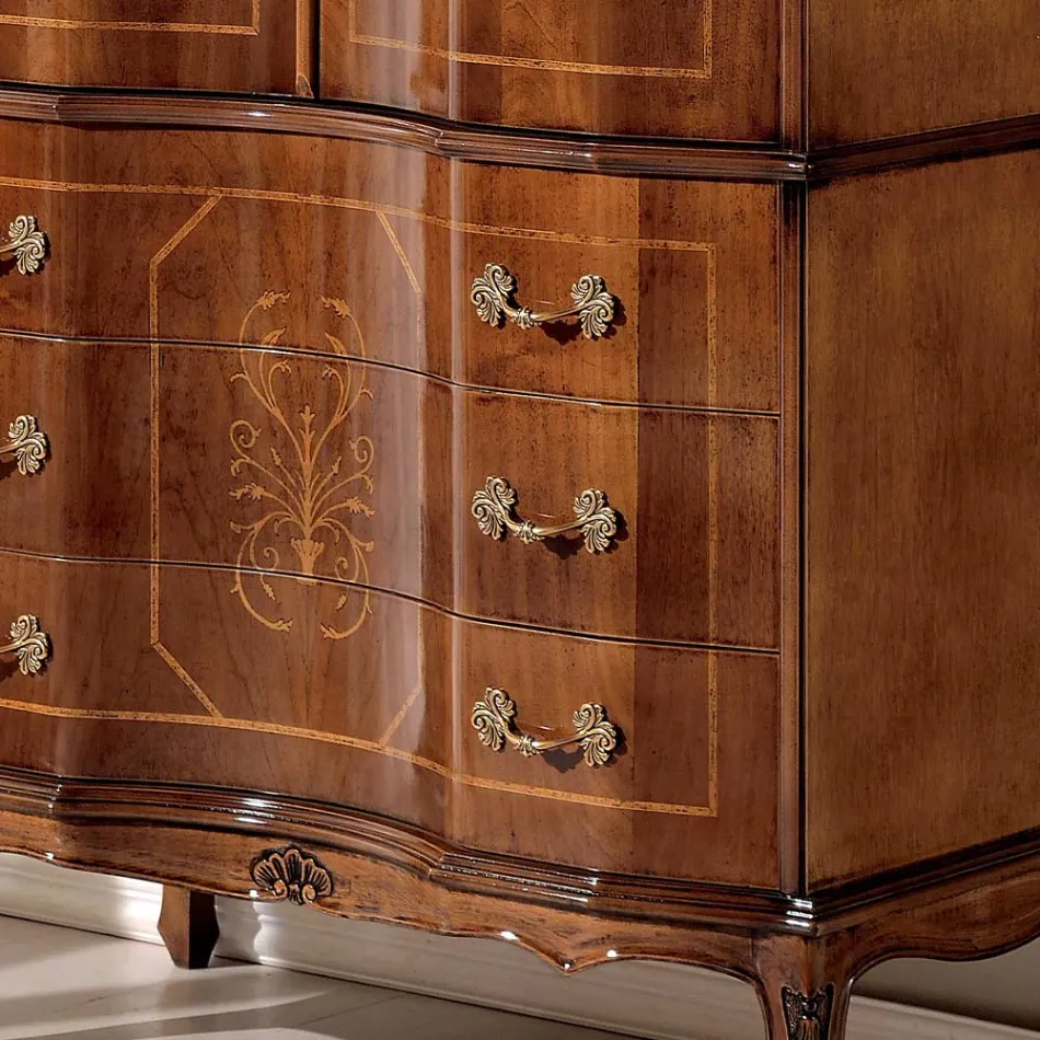 Armadio Classico in Legno con 2 Ante e 3 Cassetti Made in Italy - Luxury Viadurini