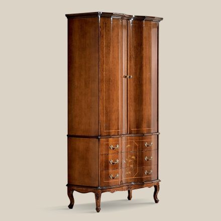 Armadio Classico in Legno con 2 Ante e 3 Cassetti Made in Italy - Luxury Viadurini