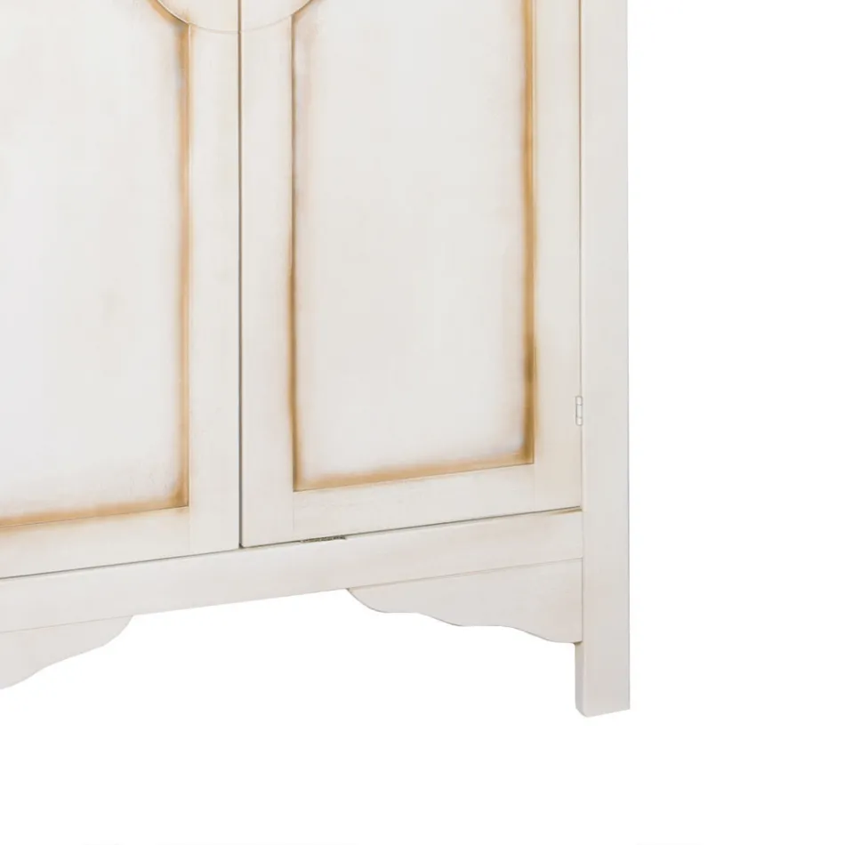 Armadio in Legno Bianco Patinato con 2 Ante Made in Italy - Agni Viadurini
