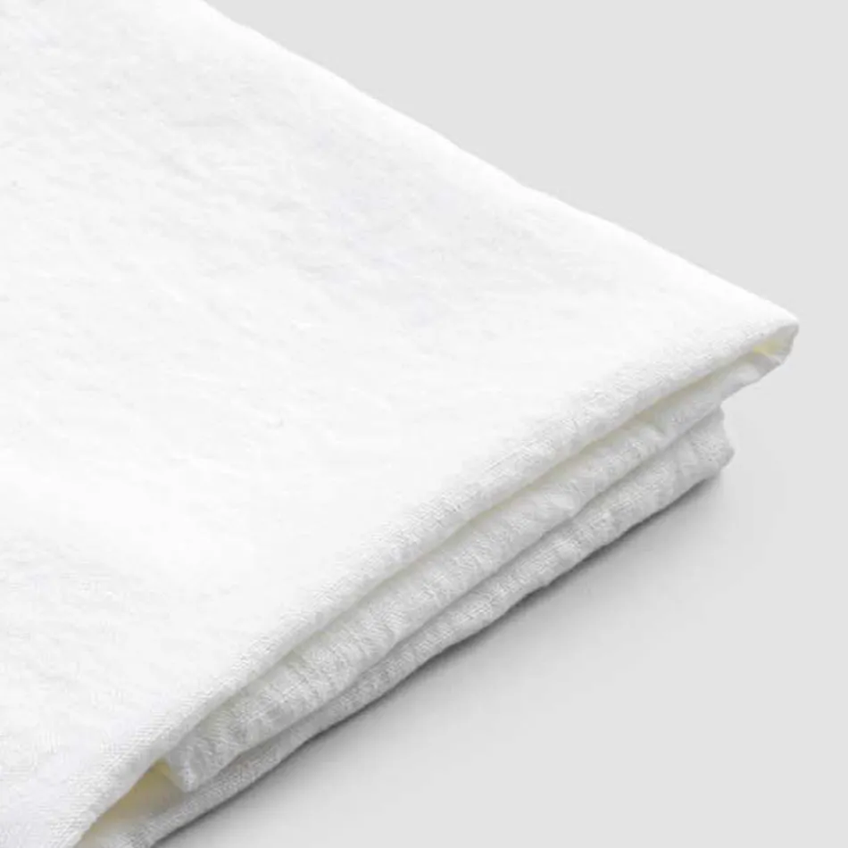 Asciugamano da Bagno in Lino Pesante Bianco Lusso Italiano Artigianale - Jojoba Viadurini