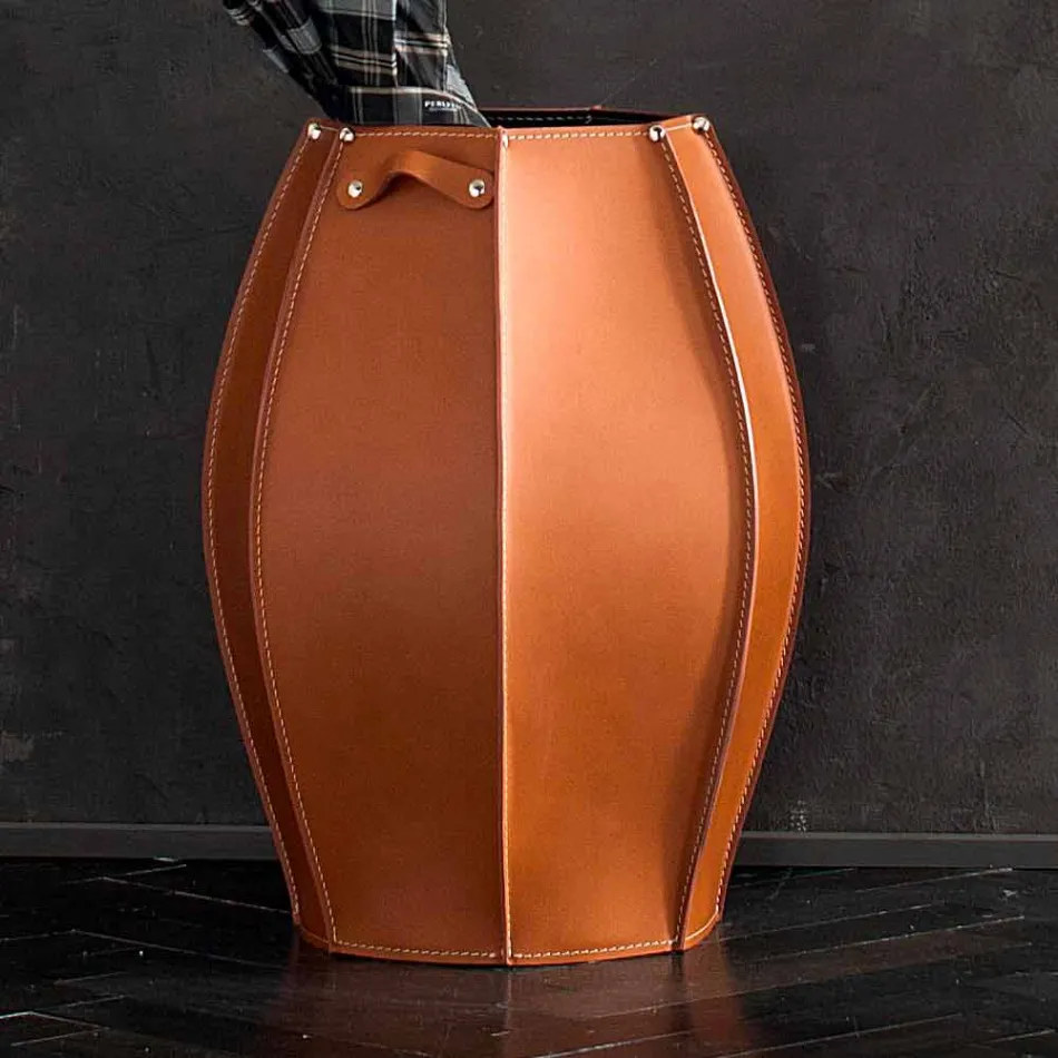 Audrey portaombrelli dal design moderno in cuoio, made in Italy Viadurini