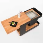 Bar Mobile Moderno su Ruote Design con Tavolo in Legno e Acciaio - Giancalliope Viadurini