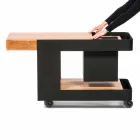 Bar Mobile Moderno su Ruote Design con Tavolo in Legno e Acciaio - Giancalliope Viadurini
