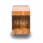 Bar Mobile Moderno su Ruote Design con Tavolo in Legno e Acciaio - Giancalliope Viadurini