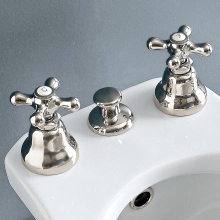 Batteria Bidet 3 Fori Scarico Erogazione Interna Ottone Artigianale - Ercolina Viadurini