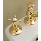 Batteria Bidet a 3 Fori con Scarico in Ottone Fatto a Mano Classica - Fioretta Viadurini