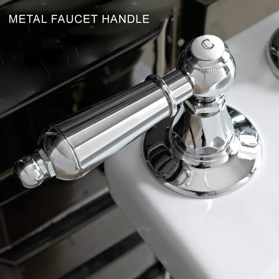 Batteria Lavabo 3 Fori con Leve Stile Classico in Ottone Artigianale - Noriana Viadurini