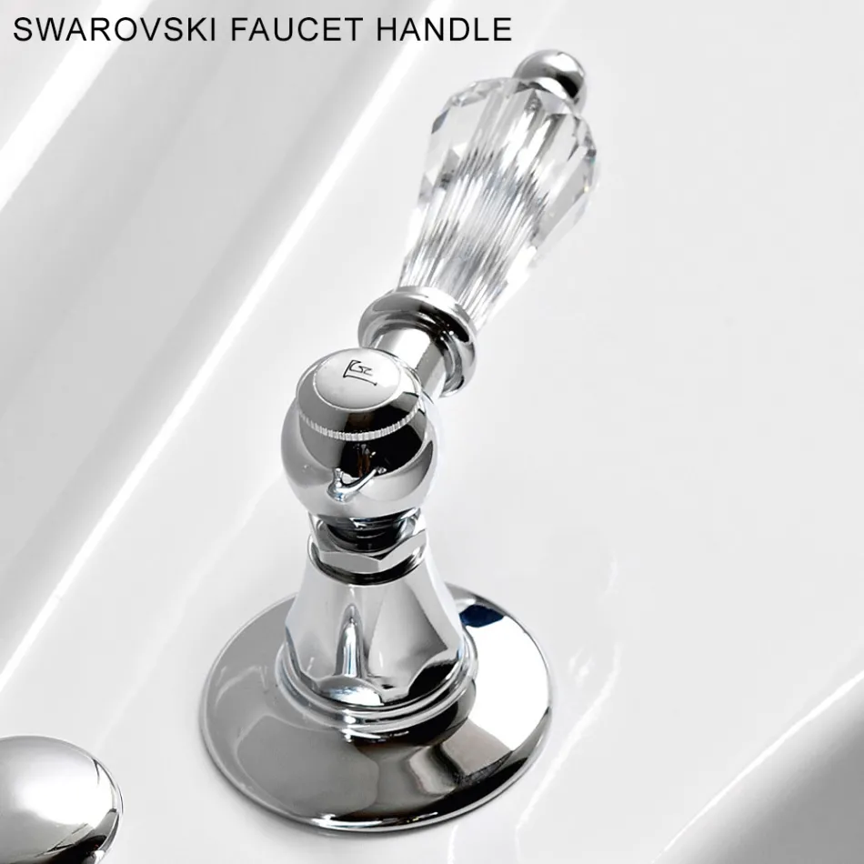 Batteria Lavabo 3 Fori con Scarico Ottone Stile Classico Artigianale - Noriana Viadurini