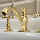 Batteria Lavabo a 3 Fori con Scarico in Ottone Fatto a Mano Classico - Fioretta Viadurini