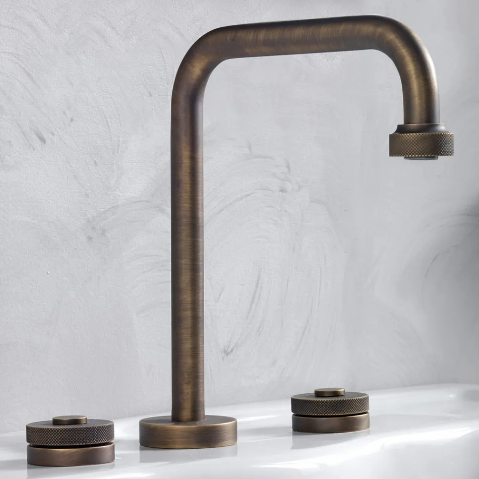 Batteria Lavabo Moderna 3 Fori con Scarico Made in Italy - Quito Viadurini