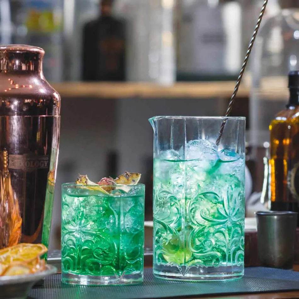 Bicchiere Mixing Glass con Decoro Eccentrico Design di Lusso 4 Pezzi - Destino Viadurini