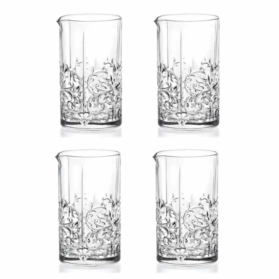Bicchiere Mixing Glass con Decoro Eccentrico Design di Lusso 4 Pezzi - Destino Viadurini