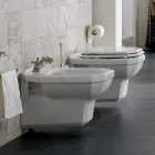 Bidet a Sospensione in Ceramica Bianca Stile Vintage, Made in Italy - Nausica Viadurini