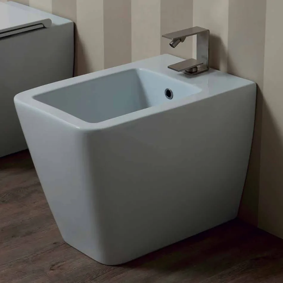 Bidet in ceramica bianco design moderno Sun 55x35 cm made in Italy Viadurini