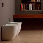 Bidet in ceramica design moderno Shine Square Open Rimless H50 cm Viadurini