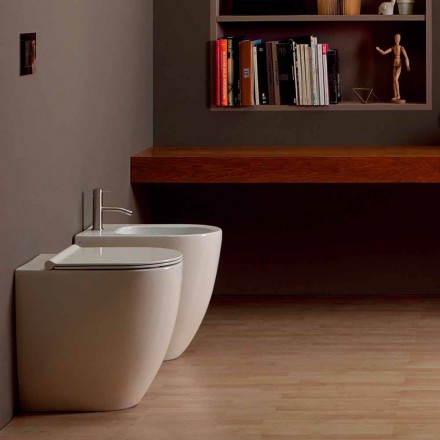 Bidet in ceramica design moderno Shine Square Open Rimless H50 cm Viadurini