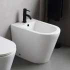 Bidet Monoforo a Terra in Ceramica Bianca dal Design Moderno Elegante - Salice Viadurini