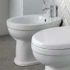 Bidet Monoforo a Terra in Ceramica Bianca dal Design Moderno Elegante - Silice Viadurini