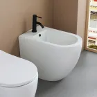 Bidet Monoforo a Terra in Ceramica Bianca Resistente e Design Moderno - Olmo Viadurini