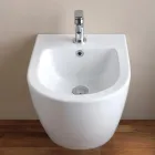 Bidet Monoforo Sospeso in Ceramica Bianca dal Design Moderno - Ginepro Viadurini
