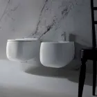 Bidet sospeso di design in ceramica bianco Gaiola, fatto in Italia Viadurini