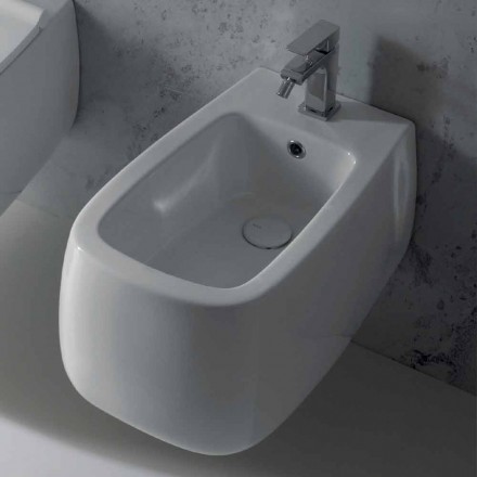 Bidet sospeso di design in ceramica bianco Gaiola, fatto in Italia Viadurini