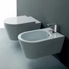 Bidet sospeso in ceramica di design Sun Round 57x37cm, made in Italy Viadurini
