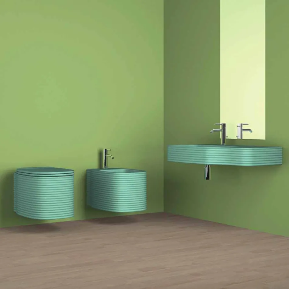 Bidet sospeso in ceramica di moderno design prodotto in Italia, Amleto Viadurini