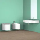 Bidet sospeso in ceramica di moderno design prodotto in Italia, Amleto Viadurini