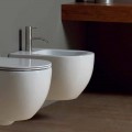 Bidet sospeso moderno in ceramica bianca Star 50x35cm made in Italy