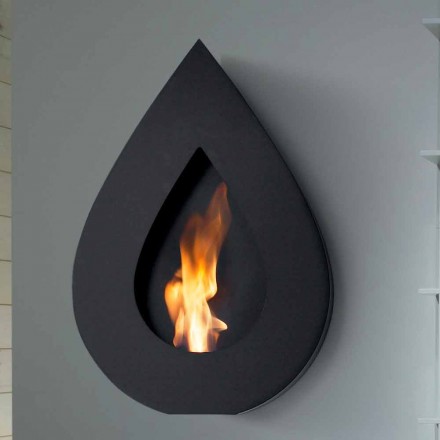 Biocamino da parete moderno a bioetanolo a forma di fiamma Joseph Viadurini
