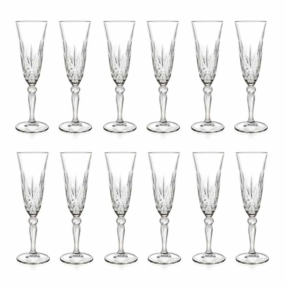 Calice Flute Bicchiere in Cristallo Ecologico per Champagne 12 Pezzi - Cantabile Viadurini