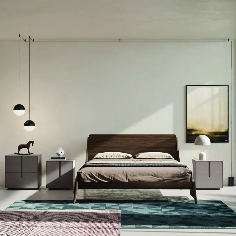 Camera da Letto Completa a 5 Elementi in Stile Moderno Made in Italy - Savanna Viadurini