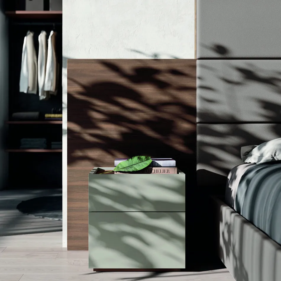Camera da Letto Matrimoniale a 5 Elementi Made in Italy di Lusso - Smeraldo Viadurini